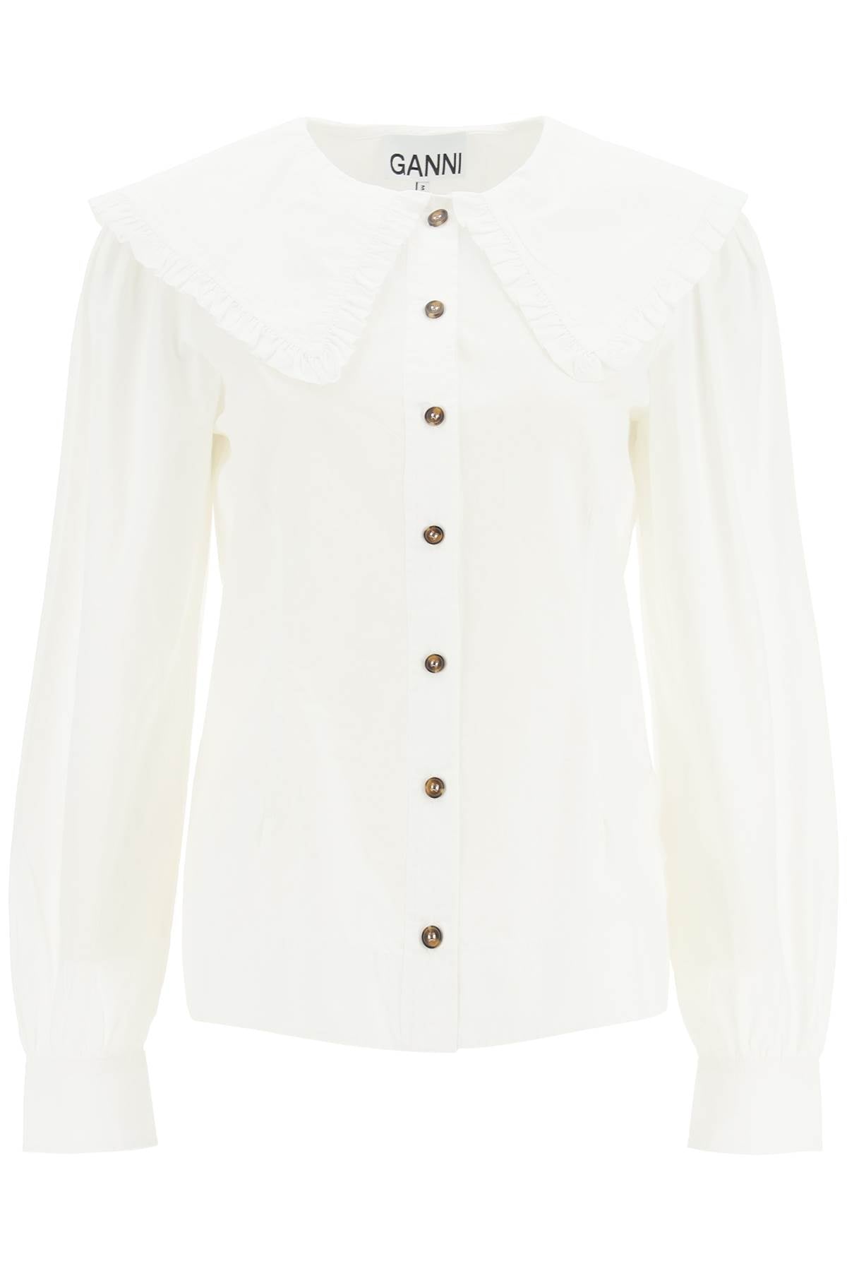 Ganni cotton shirt with oversized collar