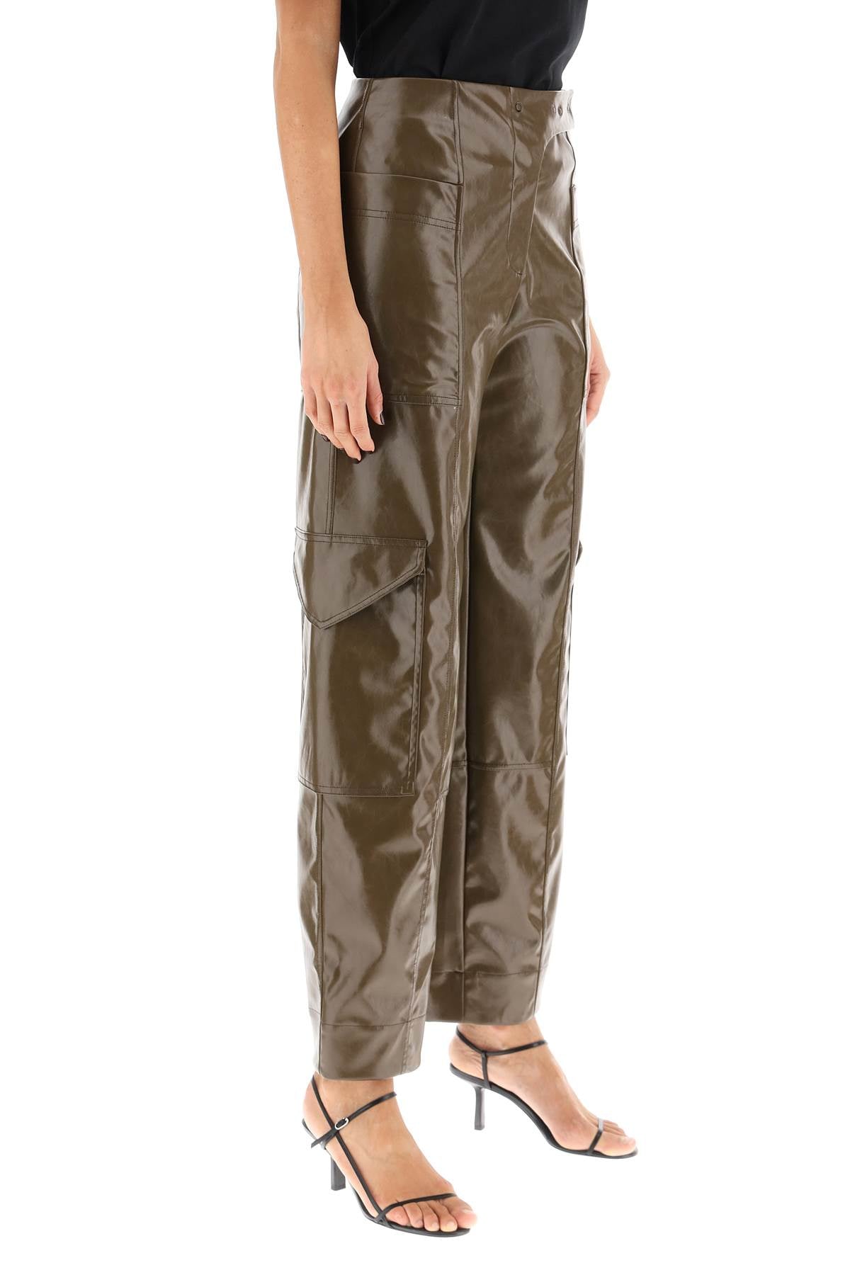 Ganni faux leather cargo pants