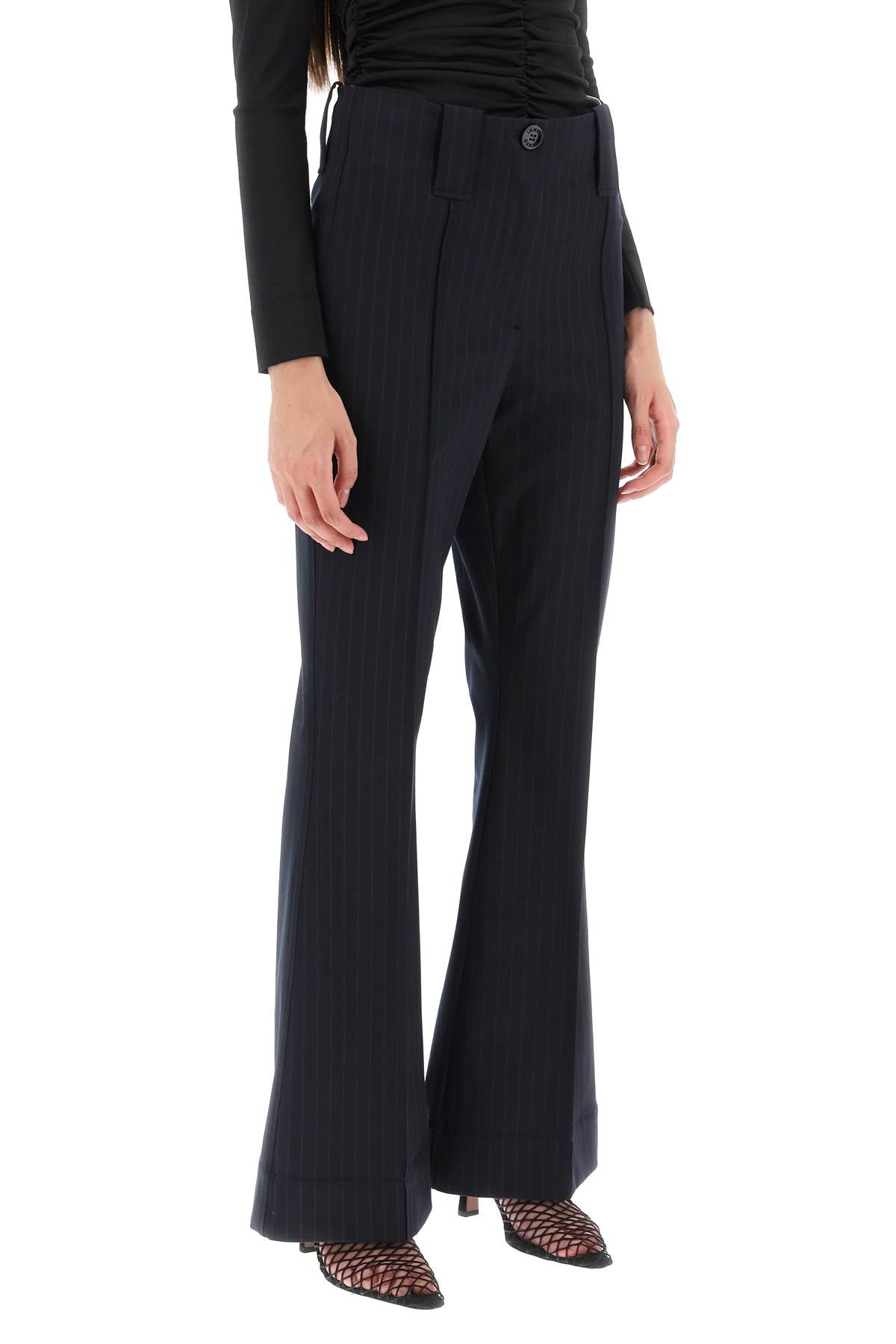 Ganni stretch pinstriped pants