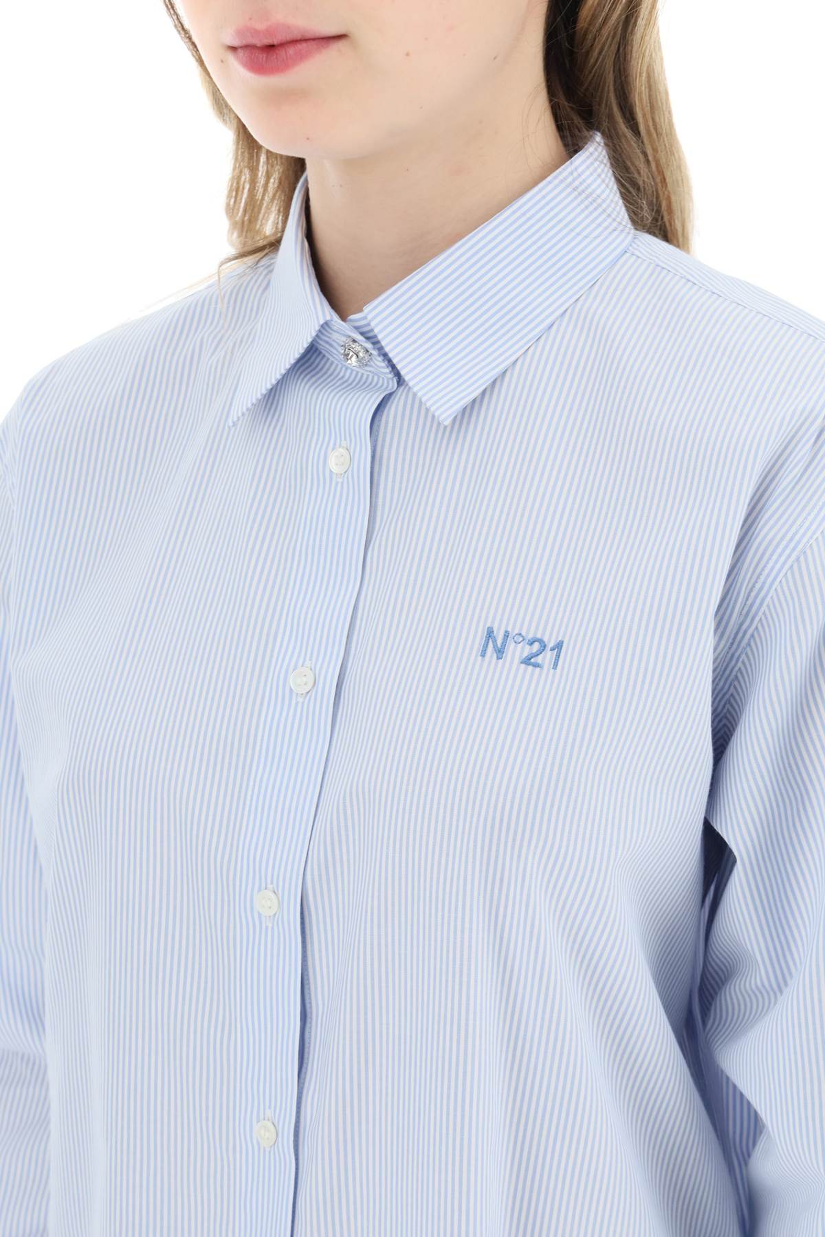 N.21 striped shirt with jewel buttons