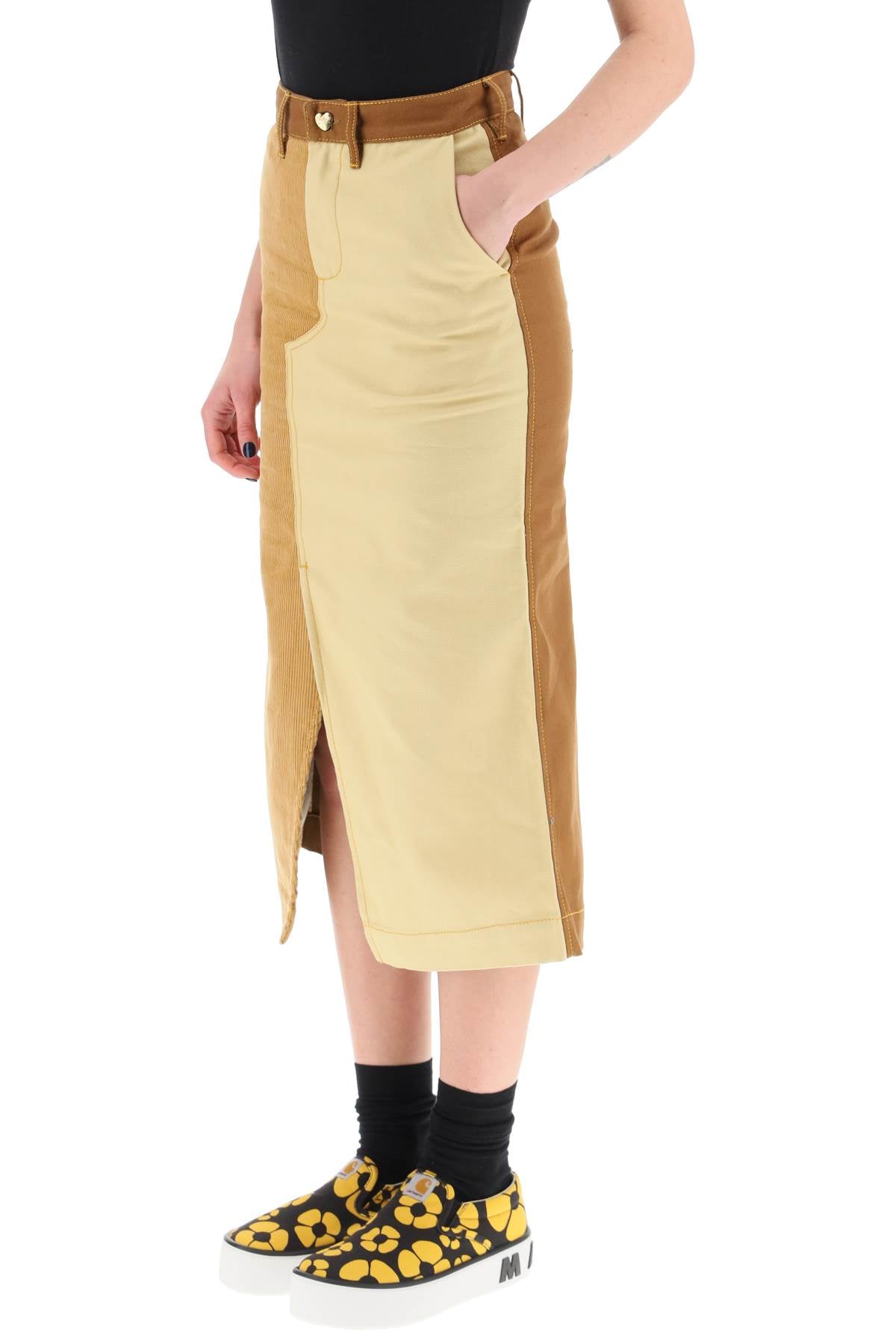 Marni x carhartt color-block midi skirt