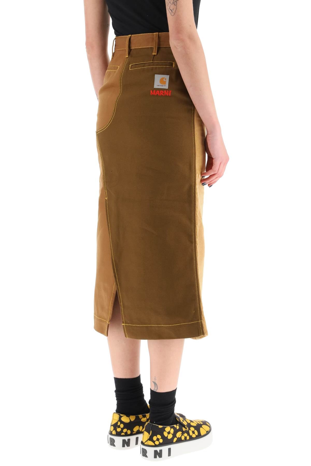 Marni x carhartt color-block midi skirt