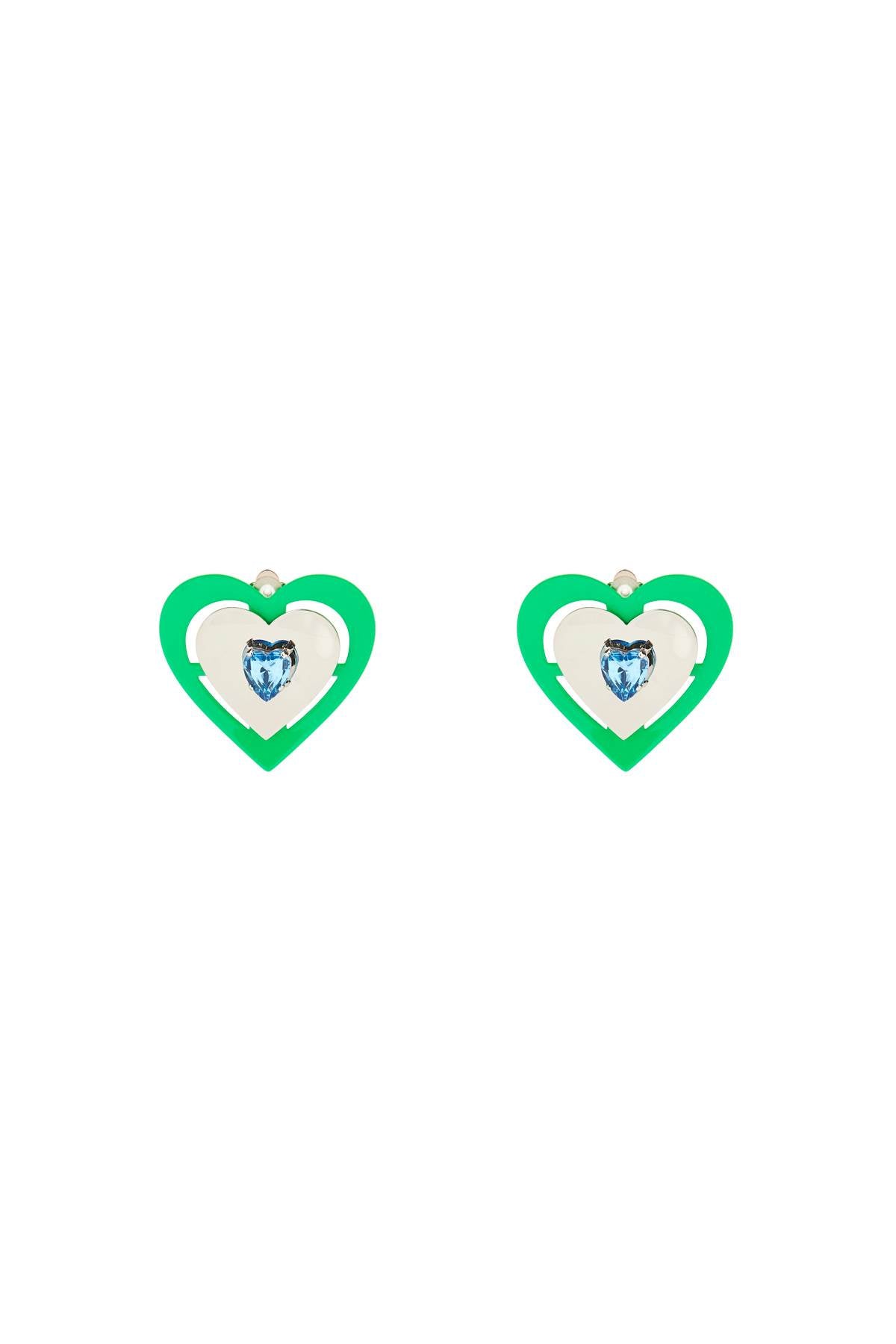 Saf safu 'green neon heart' clip-on earrings