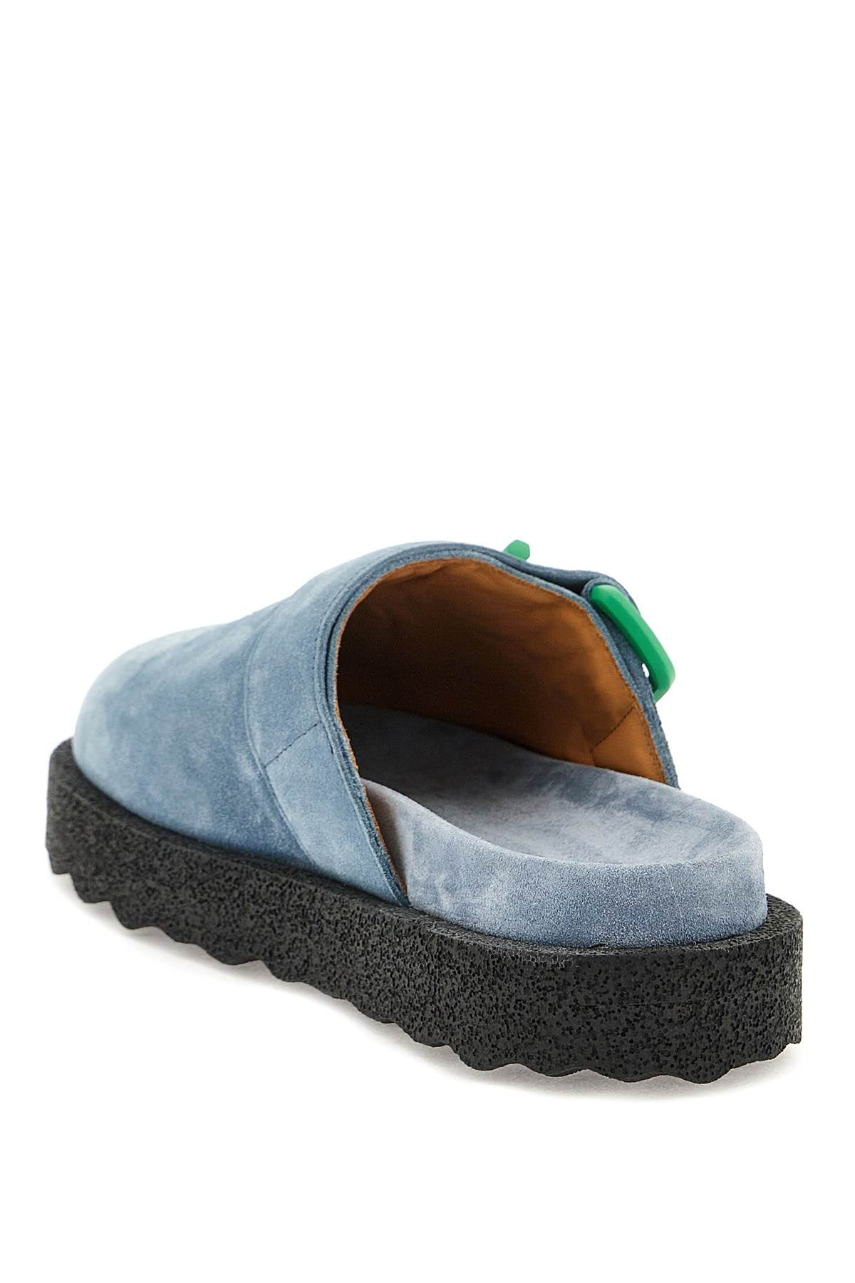 Off-white suede leather sponge clogs