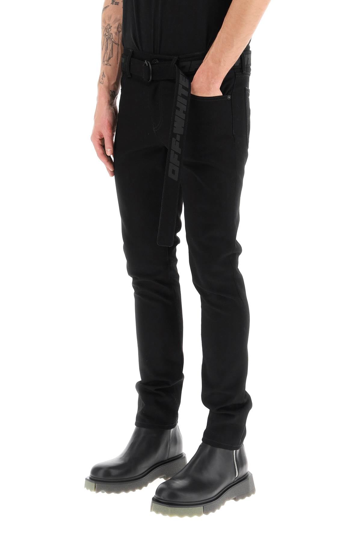 Off-white jeans with logoed belt