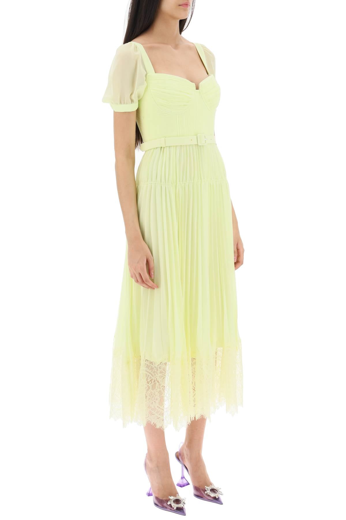 Self portrait midi dress in pleated chiffon