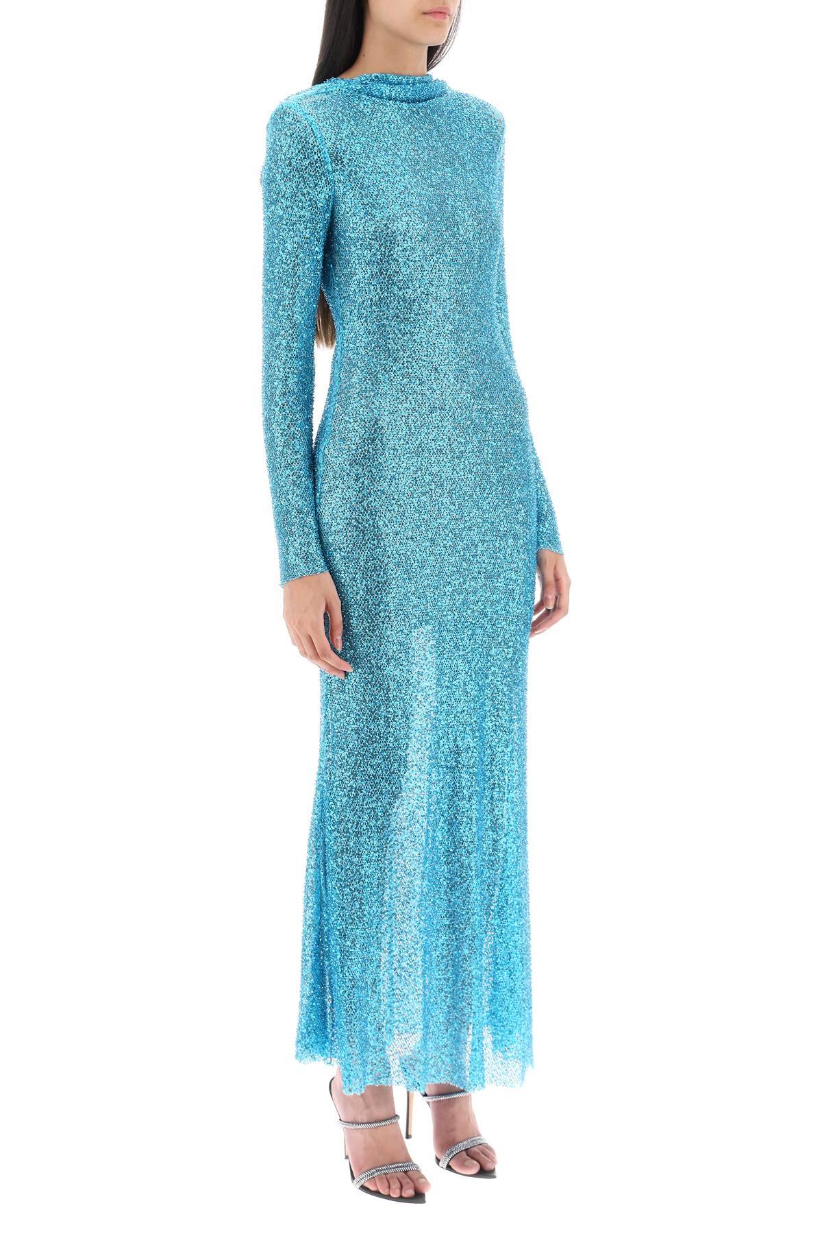 Self portrait long-sleeved maxi dress with sequins and beads - ALPHA PANTHEON Opulencia Elegante | Unveiling the Premier Destination for Designer Fashion & Luxury Apparel