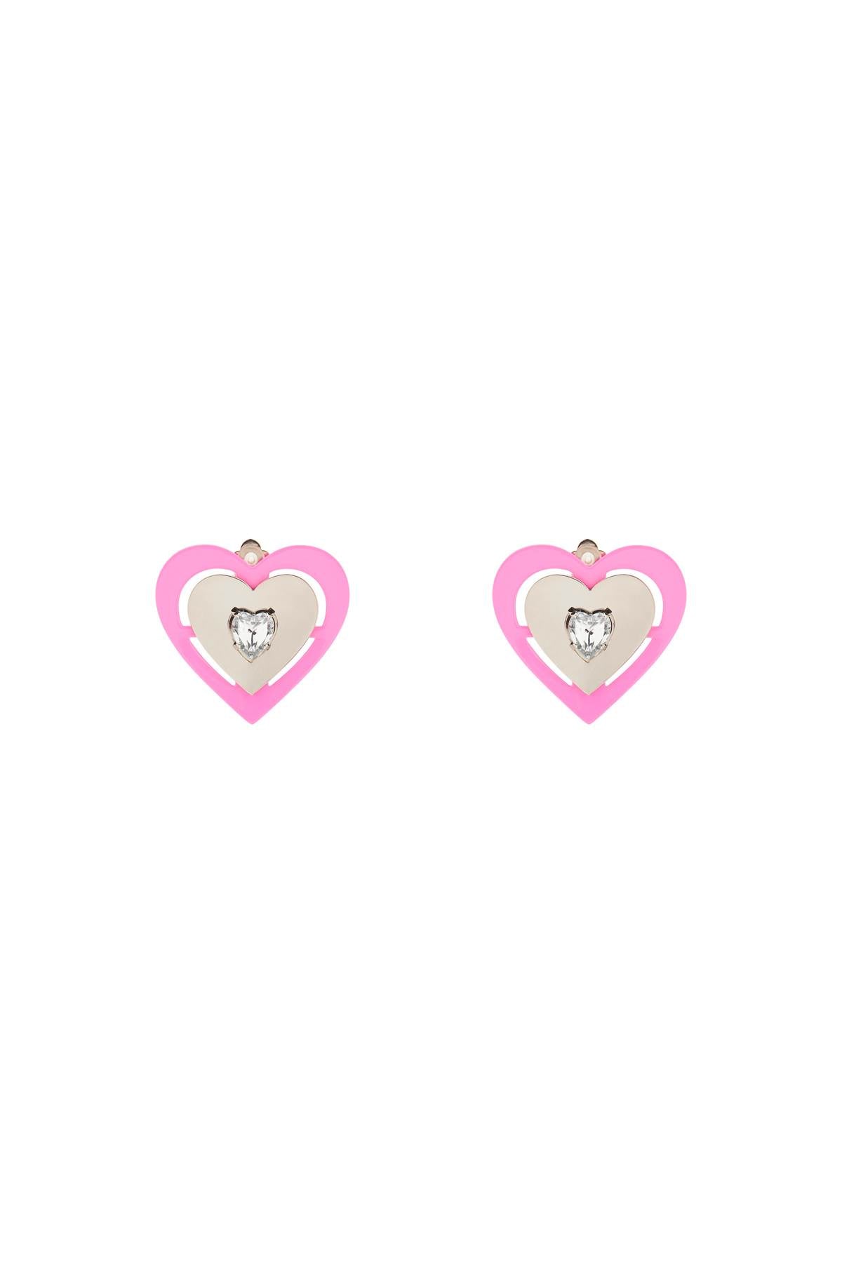 Saf safu 'pink neon heart' clip-on earrings