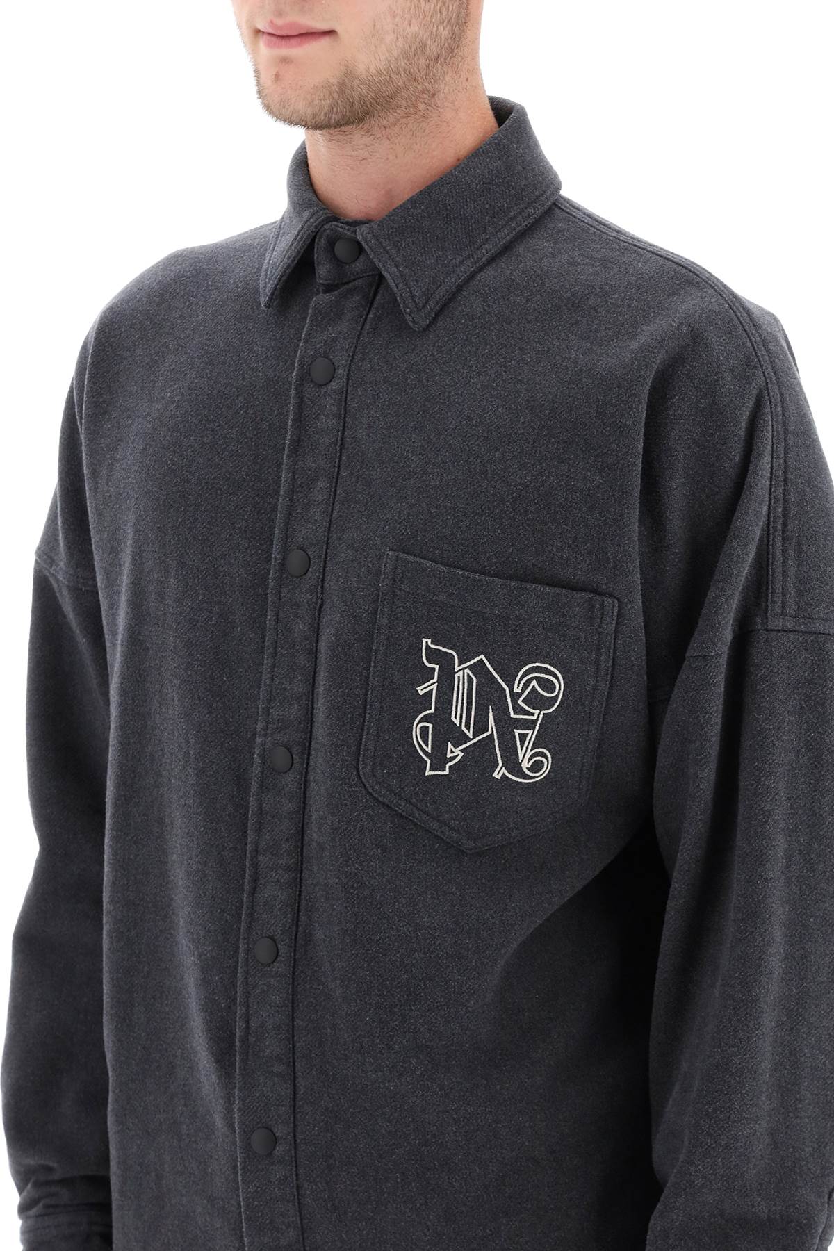 Palm angels pa monogram flannel overshirt