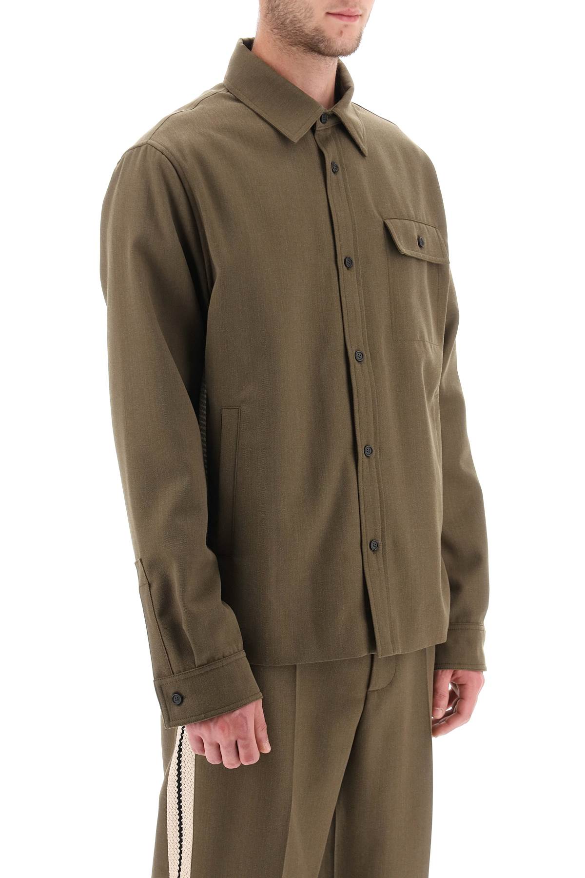 Palm angels gabardine overshirt with contrasting side bands