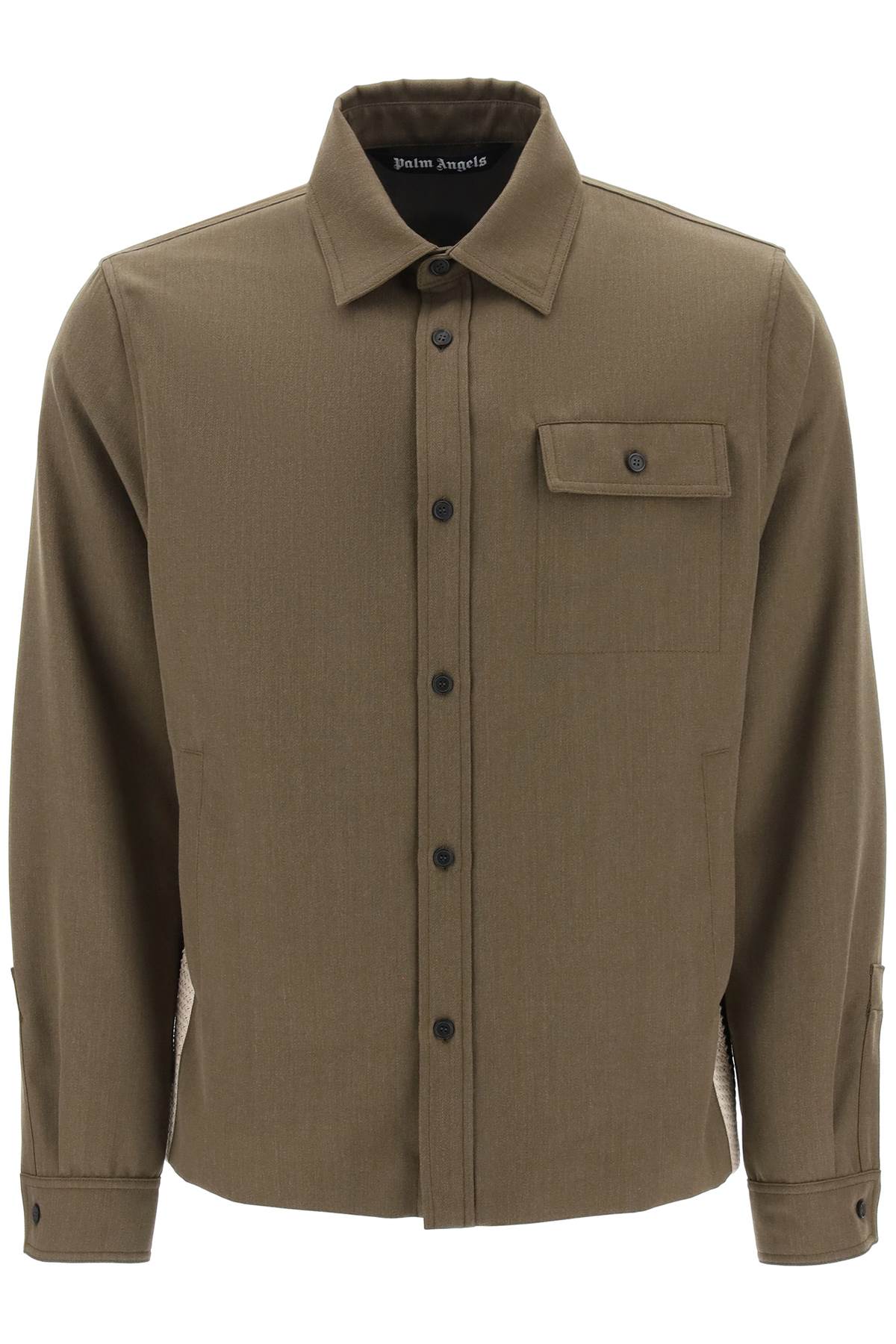 Palm angels gabardine overshirt with contrasting side bands