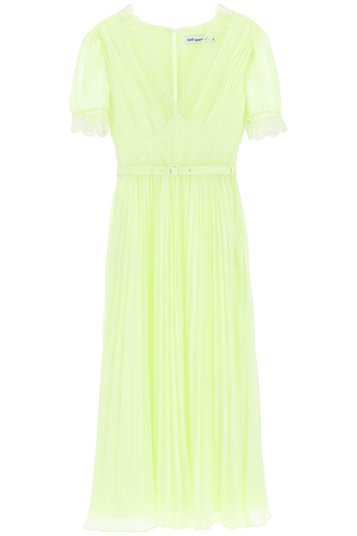 Self portrait pleated chiffon midi dress