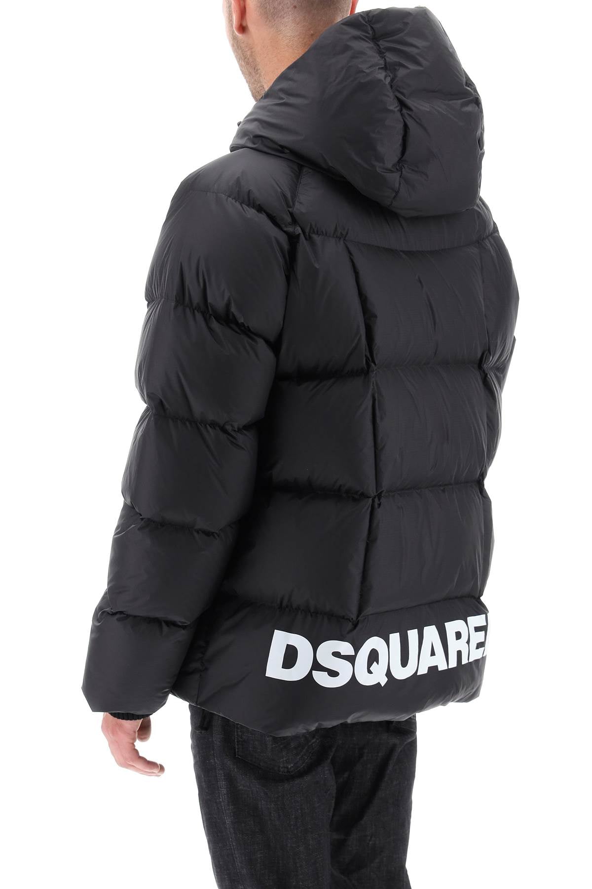 Dsquared2 logo print hooded down jacket