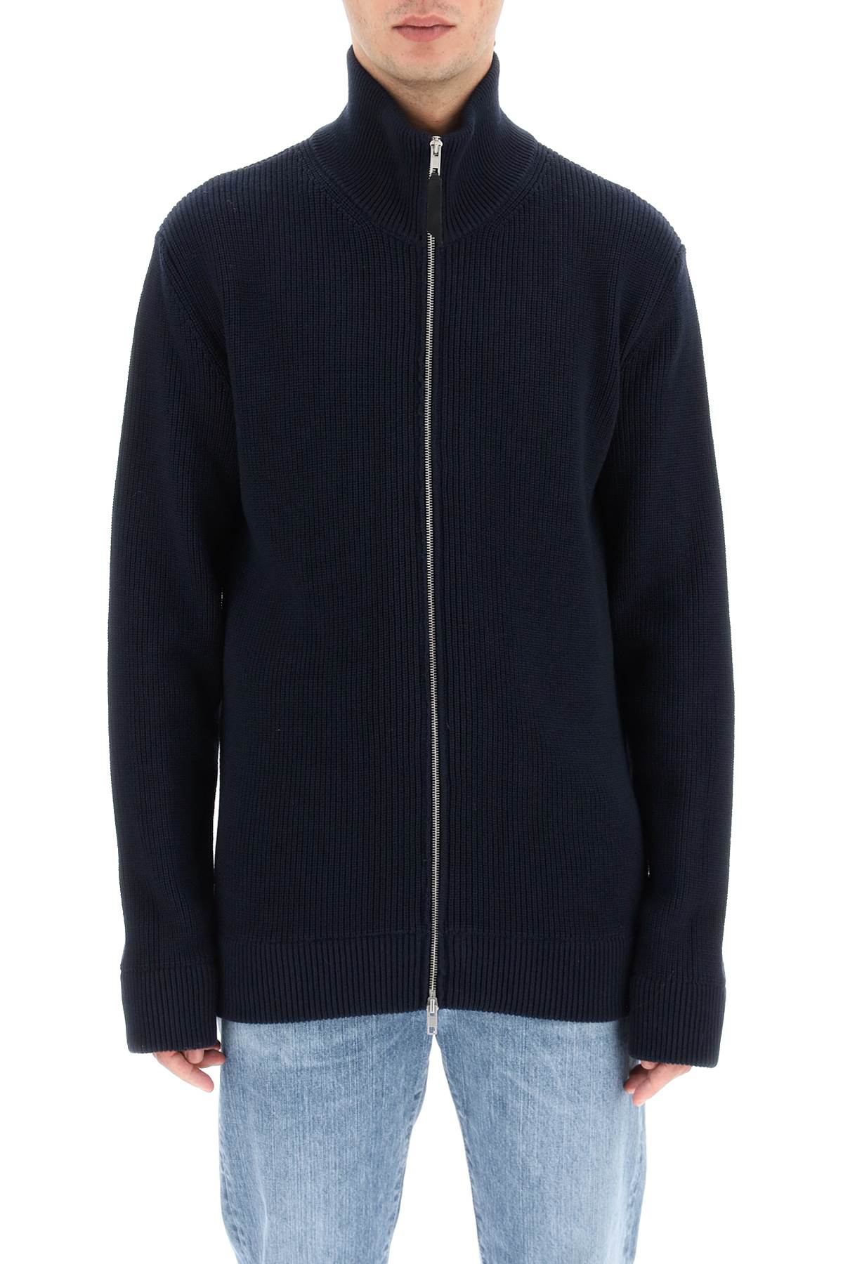 Maison margiela full zip cardigan in wool and cotton