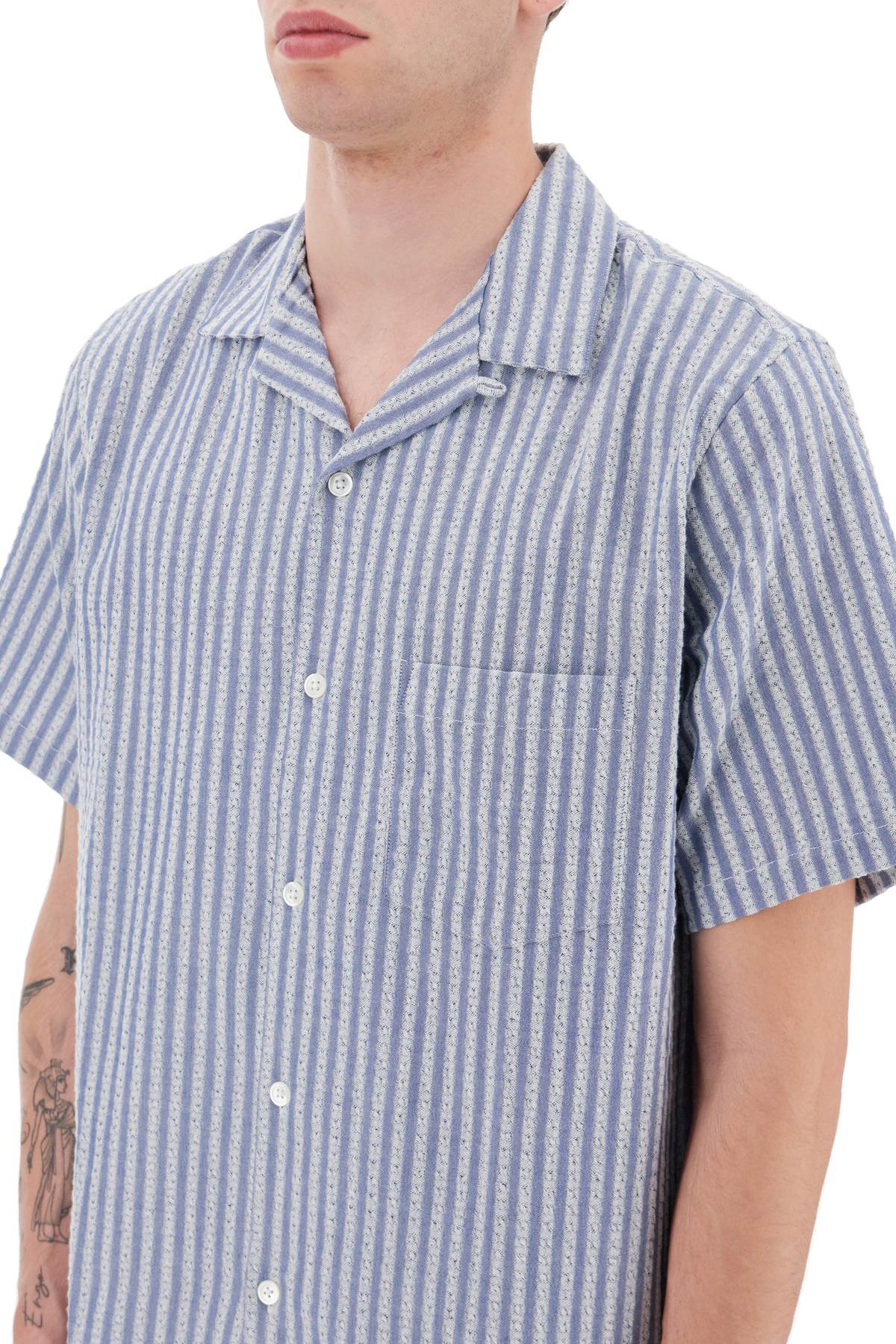 Portuguese flannel short sleeve chambray shirt