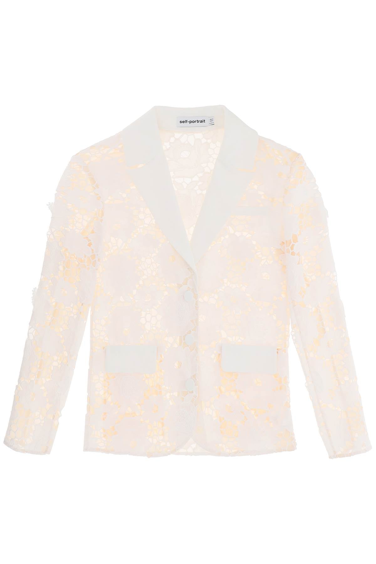 Self portrait cotton floral lace jacket