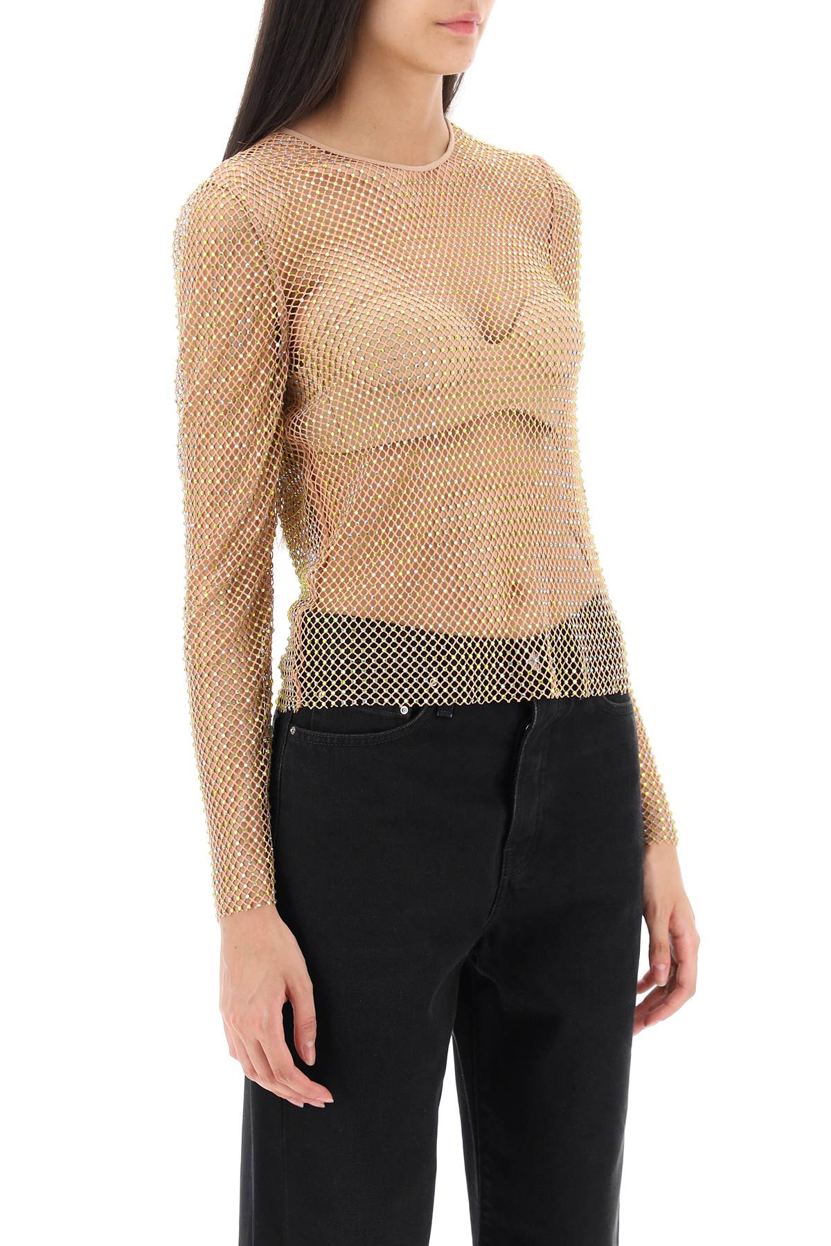 Self portrait rhinestone fishnet top