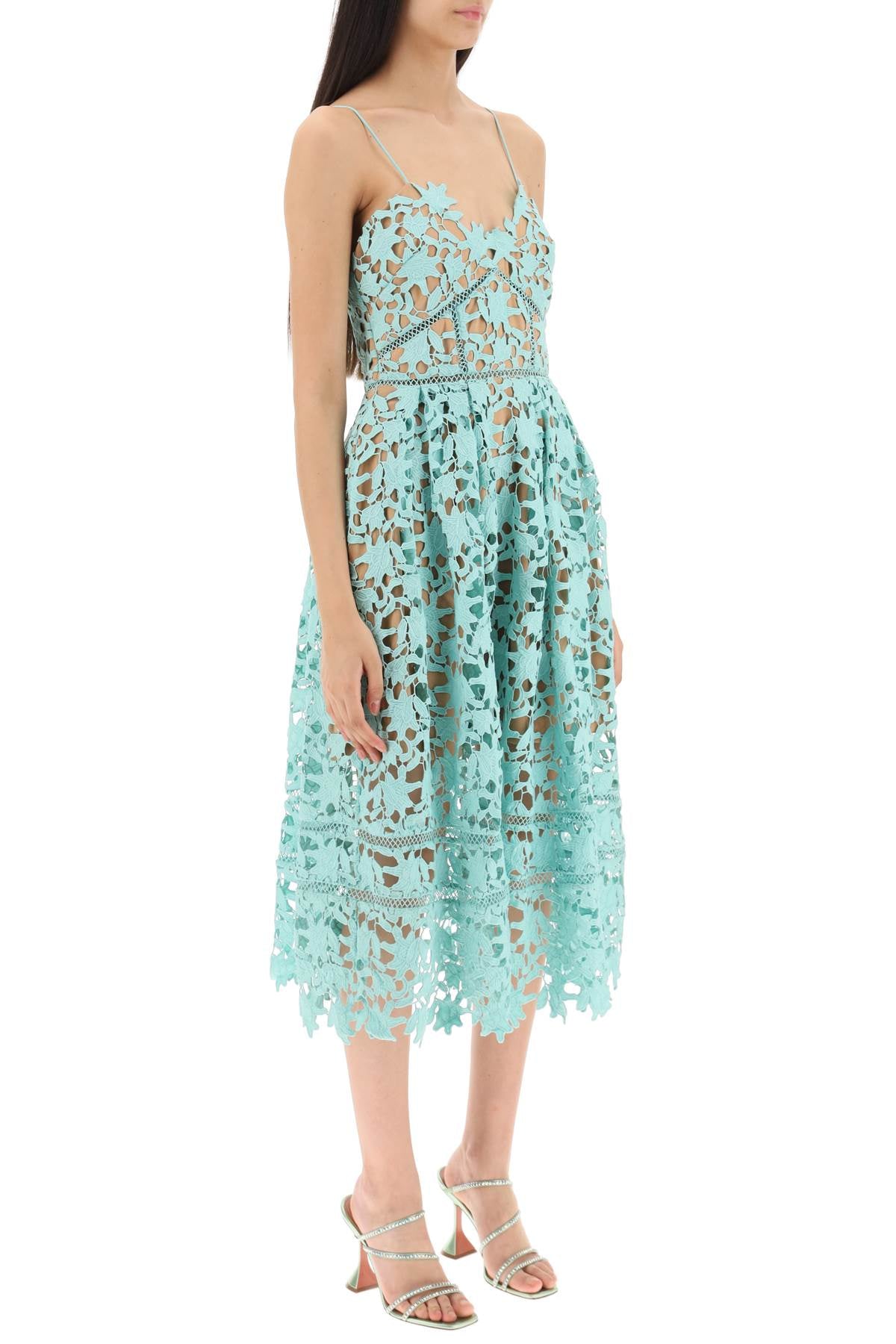 Self portrait 'azalea' floral lace midi dress