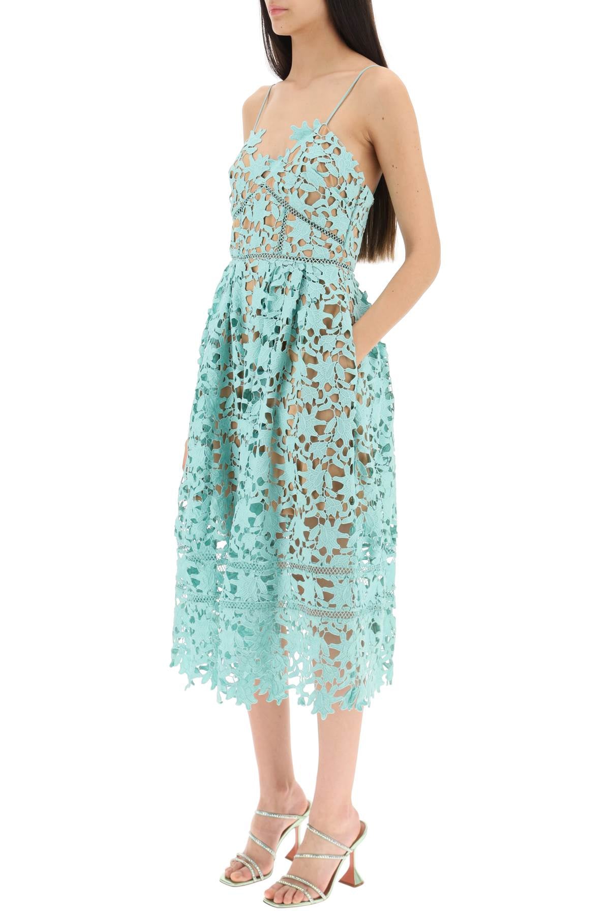 Self portrait 'azalea' floral lace midi dress