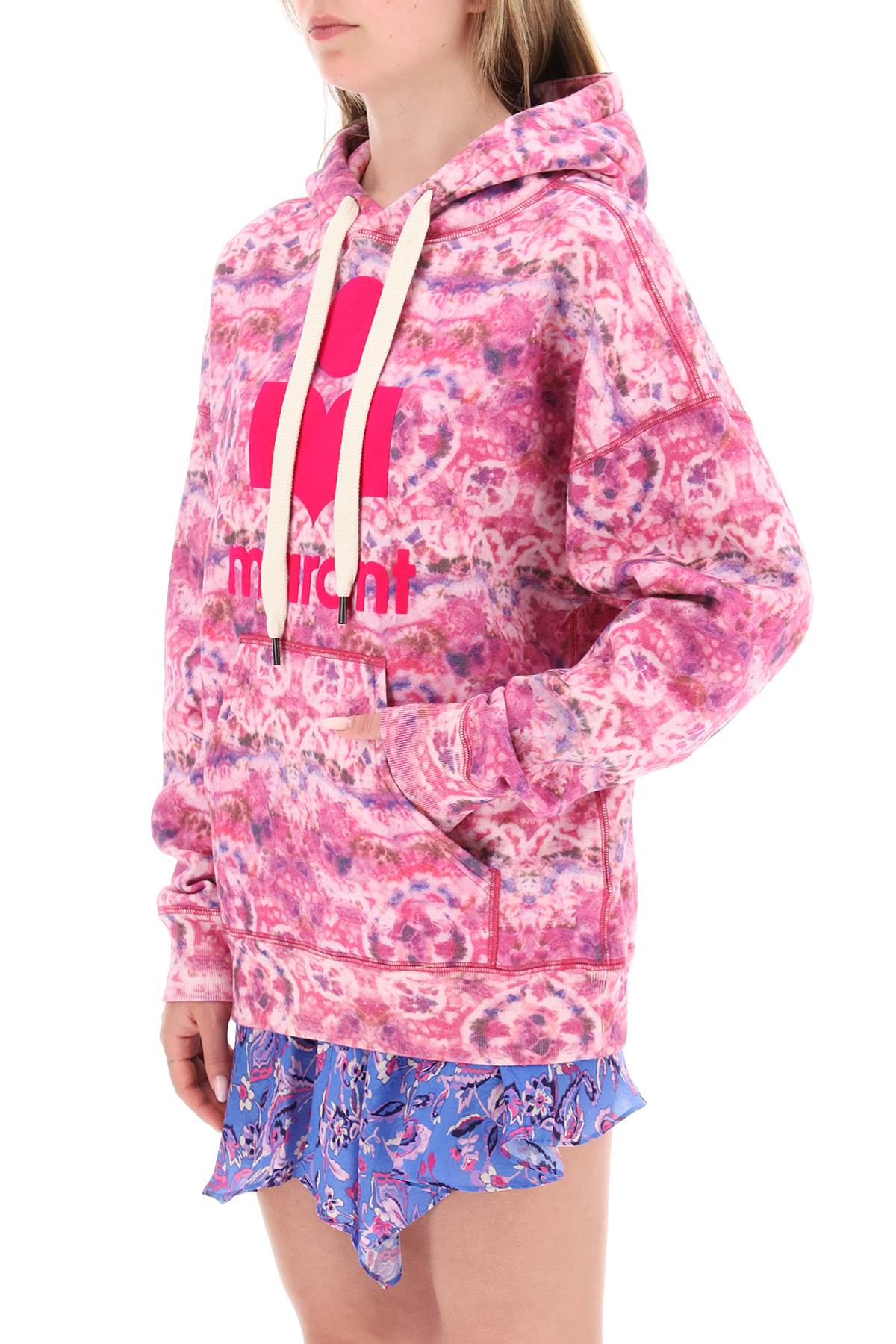 Isabel marant etoile 'mansel' tie-dye hoodie with flocked print