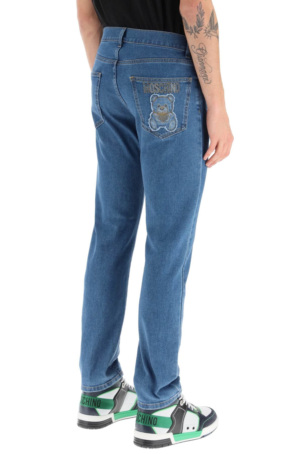 Moschino jeans with teddy bear embroidery