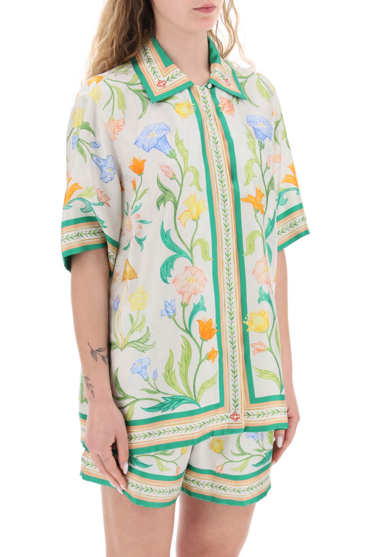 Casablanca cuban collar shirt with floral motif all-over