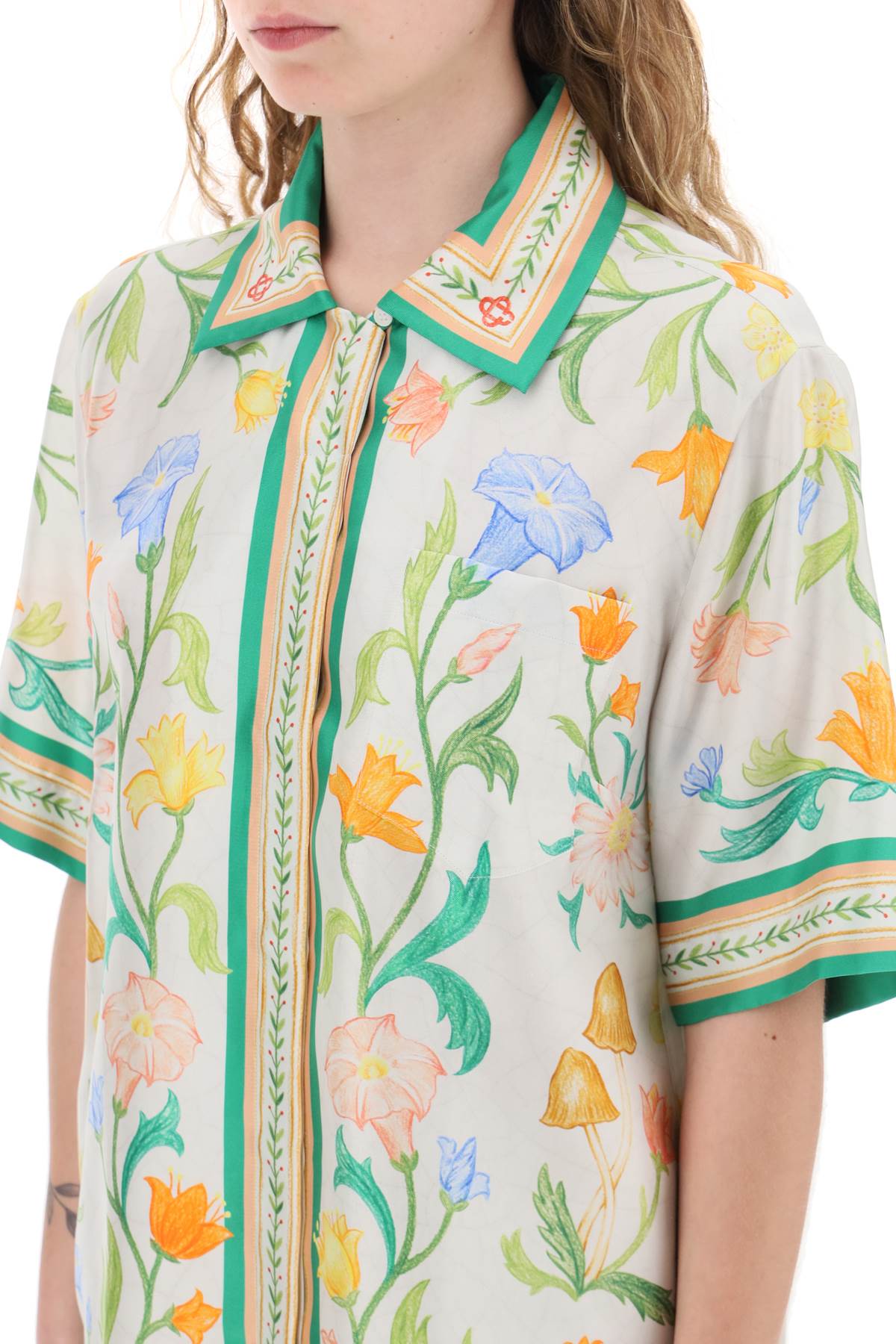 Casablanca cuban collar shirt with floral motif all-over